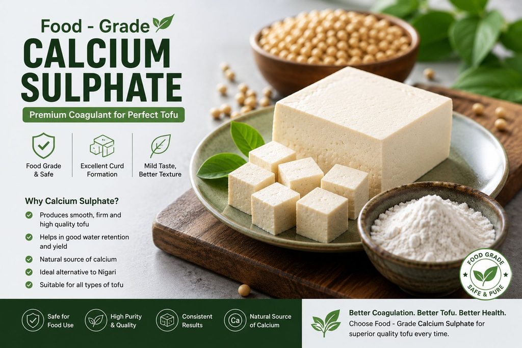 Calcium Sulphate Coagulant for making fiem smooth tofu.