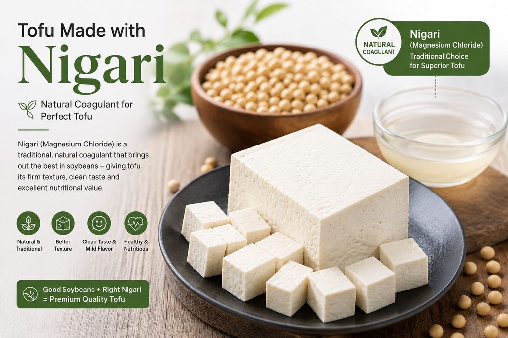 Nigari coagulant used to make smooth firm tofu